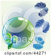 Clipart Illustration Of A Green And Blue Orb With Blue Flowers by kaycee