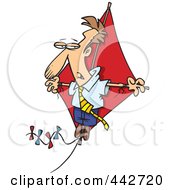 Royalty Free RF Clip Art Illustration Of A Cartoon Businessman Flying High On A Kite