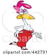 Poster, Art Print Of Cartoon Sexy Hen In A Red Dress
