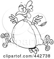 Royalty Free RF Clip Art Illustration Of A Cartoon Black And White Outline Design Of A Fat Hen
