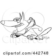 Royalty Free RF Clip Art Illustration Of A Cartoon Black And White Outline Design Of A Lifeguard German Shepherd