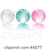Clipart Illustration Of A Collage Of Clear Green And Pink Crystal Balls With Stars Circles And Waves