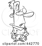 Royalty Free RF Clip Art Illustration Of A Cartoon Black And White Outline Design Of A Businessman With A Hole In His Head