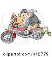 Royalty Free RF Clip Art Illustration Of A Cartoon Biker Pig by toonaday #COLLC442779-0008