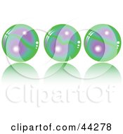 Clipart Illustration Of A Collage Of Three Green And Purple Crystal Balls