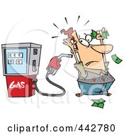 Cartoon Gas Pump Holding Up A Customer