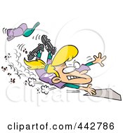 Royalty Free RF Clip Art Illustration Of A Cartoon Baseball Girl Sliding Home by toonaday