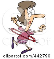 Cartoon Businesswoman Using A Hula Hoop