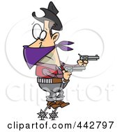 Royalty Free RF Clip Art Illustration Of A Cartoon Cowboy Balanced On His Spurs During A Hold Up by toonaday