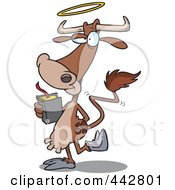 Poster, Art Print Of Cartoon Holy Cow With A Halo And Bible