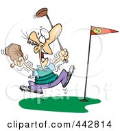 Poster, Art Print Of Cartoon Golfer Celebrating A Hole In One