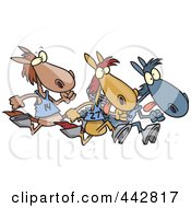 Poster, Art Print Of Cartoon Racing Horses