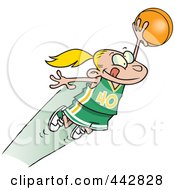 Cartoon Girl Leaping With A Basketball