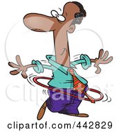 Cartoon Black Businessman Using A Hula Hoop