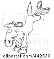 Royalty Free RF Clip Art Illustration Of A Cartoon Black And White Outline Design Of A Bucking Horse