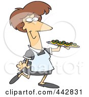 Poster, Art Print Of Cartoon Woman Serving Finger Foods