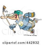 Royalty Free RF Clip Art Illustration Of A Cartoon Leaping Hockey Player