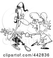 Poster, Art Print Of Cartoon Black And White Outline Design Of A 50s Styled Couple Dancing
