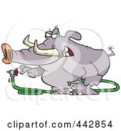 Cartoon Elephant Turning A Hose On