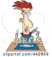 Poster, Art Print Of Cartoon Hungry Man Waiting For His Dinner