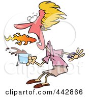 Royalty Free RF Clip Art Illustration Of A Cartoon Fiery Mouthed Woman With Hot Coffee