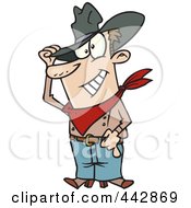 Royalty Free RF Clip Art Illustration Of A Cartoon Friendly Cowboy Tipping His Hat