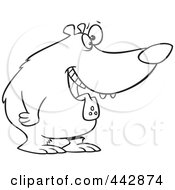 Poster, Art Print Of Cartoon Black And White Outline Design Of A Drooling Hungry Bear