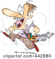 Royalty Free RF Clip Art Illustration Of A Cartoon Man Running With A Fiery Butt