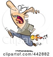 Royalty Free RF Clip Art Illustration Of A Cartoon Man Running With Flames