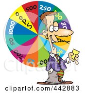 Cartoon Game Show Host With A Wheel
