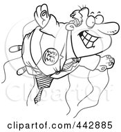 Royalty Free RF Clip Art Illustration Of A Cartoon Black And White Outline Design Of A Politician Full Of Hot Air by toonaday