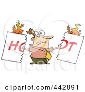 Poster, Art Print Of Cartoon Man Tearing A Hot Sign