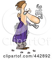 Royalty Free RF Clip Art Illustration Of A Cartoon Cold Man Shivering In His Jacket And Smoking
