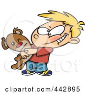 Royalty Free RF Clip Art Illustration Of A Cartoon Boy Hugging His Mangled Teddy Bear by toonaday