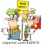 Poster, Art Print Of Cartoon Couple House Hunting