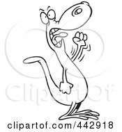 Poster, Art Print Of Cartoon Black And White Outline Design Of A Mad Lizard Waving His Fist