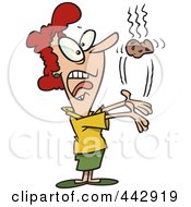 Royalty Free RF Clip Art Illustration Of A Cartoon Businesswoman Tossing A Hot Potato by toonaday