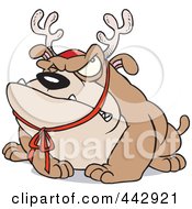 Poster, Art Print Of Cartoon Grouchy Bulldog Wearing Antlers