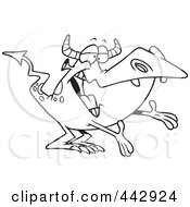 Royalty Free RF Clip Art Illustration Of A Cartoon Black And White Outline Design Of A Monster Waiting For A Hug
