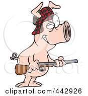 Royalty Free RF Clip Art Illustration Of A Cartoon Hunter Pig by toonaday