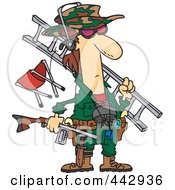 Poster, Art Print Of Cartoon Hunter Carrying His Gear