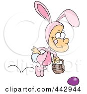 Poster, Art Print Of Cartoon Boy Hopping In An Easter Bunny Costume