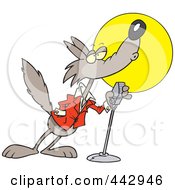 Royalty Free RF Clip Art Illustration Of A Cartoon Howling Wolf In The Spotlight by toonaday