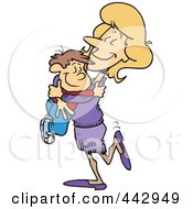 Royalty Free RF Clip Art Illustration Of A Cartoon Mom Hugging Her Son