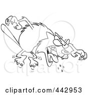 Poster, Art Print Of Cartoon Black And White Outline Design Of A Mad Cat Attacking