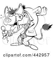 Cartoon Black And White Outline Design Of A Hyena Comedian Laughing