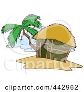 Cartoon Tropical Hut On An Island