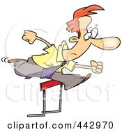 Cartoon Businesman Leaping Over A Hurdle