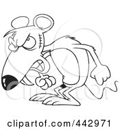 Poster, Art Print Of Cartoon Black And White Outline Design Of A Mad Mouse