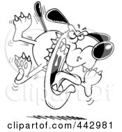 Royalty Free RF Clip Art Illustration Of A Cartoon Black And White Outline Design Of A Mad Attacking Dog